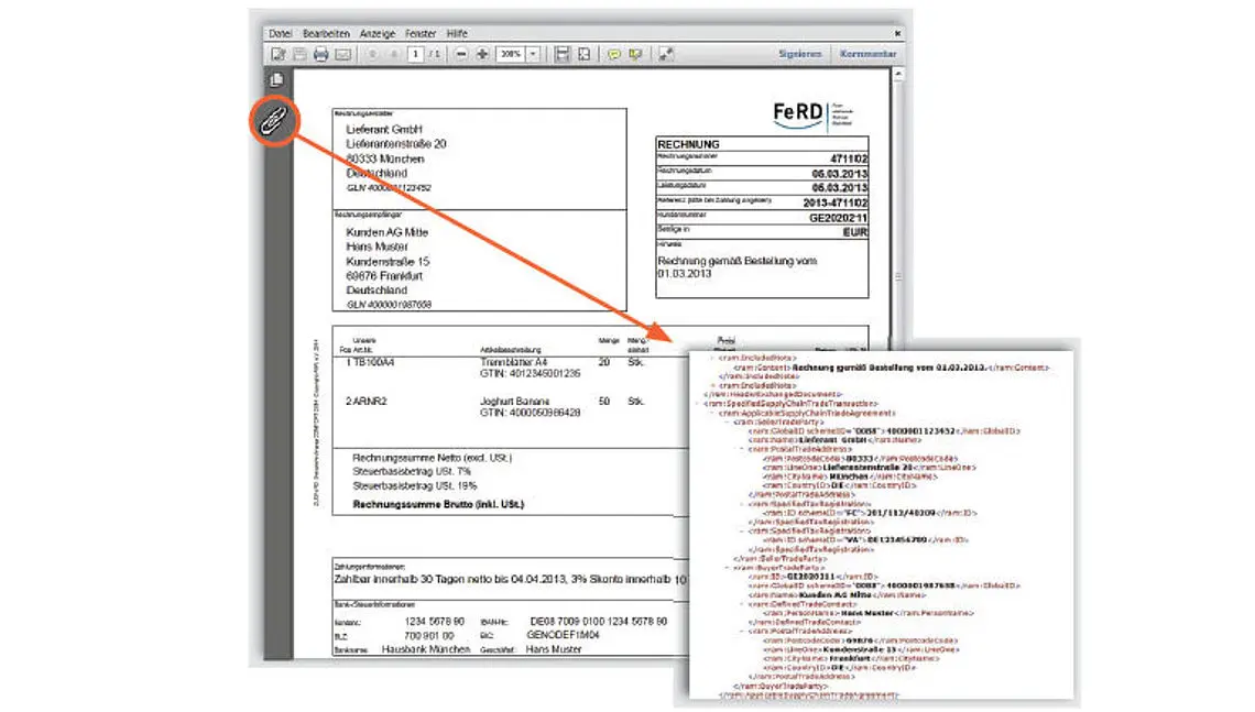 e-rechnung ZUGFeRD Beispiel
